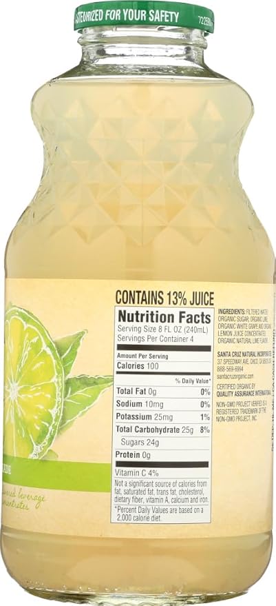 Santa Cruz Limeade Juice OG2 32 oz. (Pack of 12)