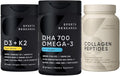 Sports Research® Multivitamins Pack - DHA Omega-3 Fish Oil 700 mg + Vitamin D3 + K2 5000iu + Collagen Peptides Type 1 &amp 3 Powder
