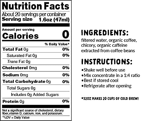 Explorer Cold Brew Organic Liquid Coffee Concentrate Seeker Low Caffeine Drink Iced or Hot 32 fl oz Makes 20+ Cups