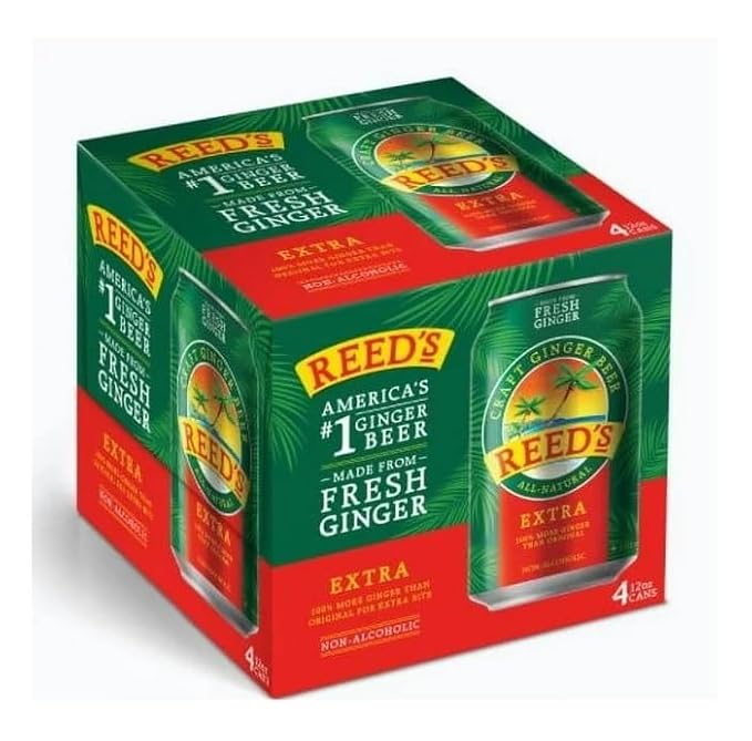 Reed's Extra Ginger Beer - Crafted with Fresh Ginger Root - 12oz Cans 24 Pack