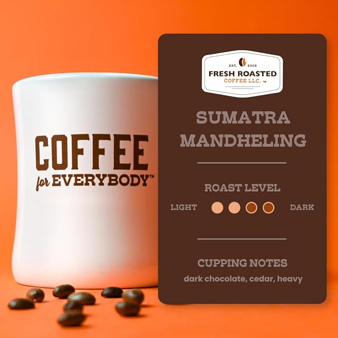 Fresh Roasted Coffee100% Sumatra Mandheling | 5 lb (80 oz) | Single Origin | Medium Roast | Kosher | Whole Bean
