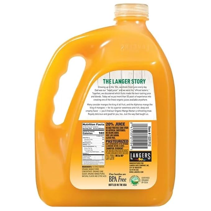 Juice Alphonso Mango Nectar 128 fl oz (Pack of 1)  This delicious mango nectar is made with real alphonso mangos from concentrate specially selected for their sweet juicy flavor. The result is a jui