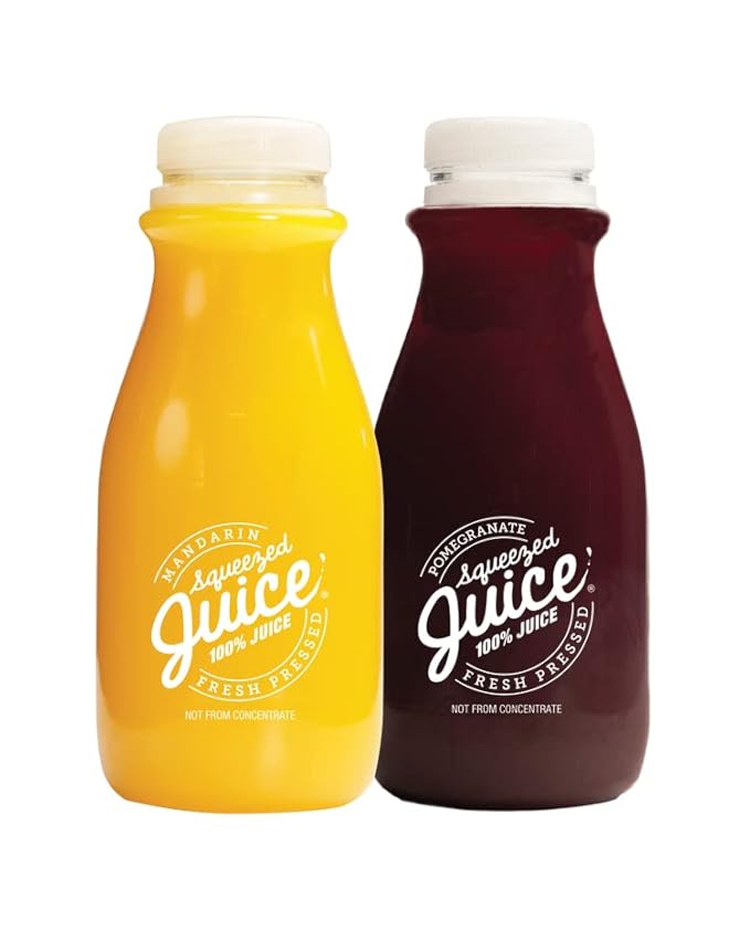 Squeezed Juice 6pk 100% Pomegranate Juice &amp 6pk 100% Mandarin Juice 11 FL OZ Bottles 12 Bottles Total | HPP Pasteurized | Not from Concentrate | Fresh Pressed | California Fruit Juice | Kosher
