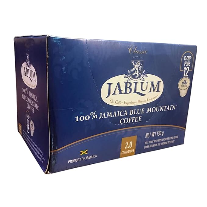 Jablum Jamaica Blue Mountain Single Serve Coffee Pods for K Cup Brewers 2.0 12 Count