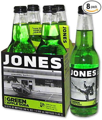 JONES SODA - GREEN APPLE (4-12 OZ BOTTLES) (Pack of 8)