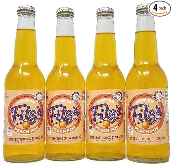 Premium Fitz's Soda Pop 12oz Bottle Pack of 4 (Peach Pop)