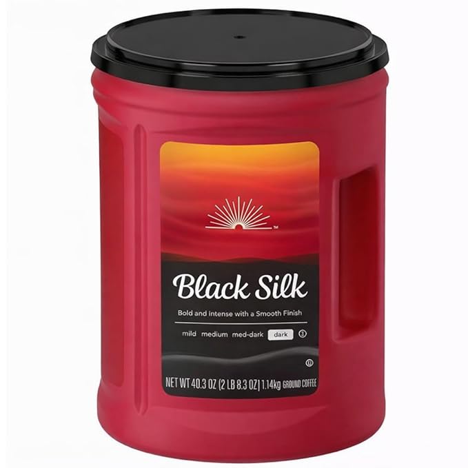 Black Silk Dark Roast Ground Coffee Colombian Supremo Bean Fine Grind 40.3 oz (1 Pack)