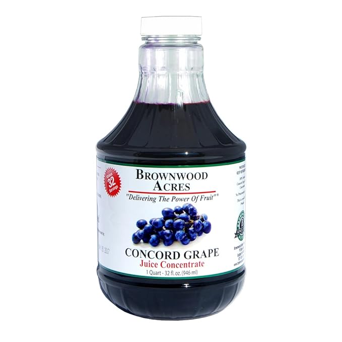 Concord Grape Juice Concentrate by FruitFast - 32 Fl Ounce Unsweetened 100% Pure Fruit Juice Concentrate 68 Brix - No Preservatives or additives!