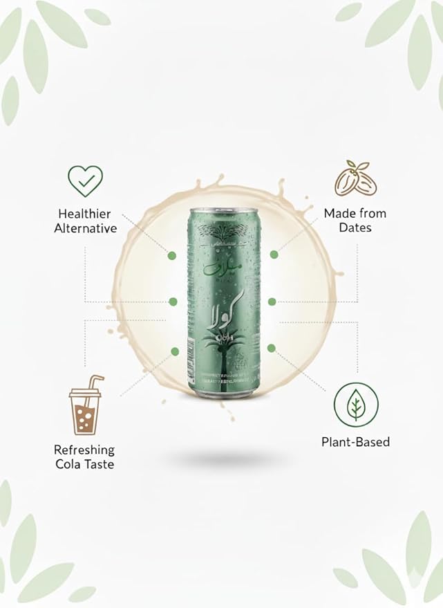 Milaf Date Cola - 8.1 fl oz | Sweet Carbonated Soda Soft Drink Made with Date Extract | Refreshing Non-Alcoholic Beverage | Ideal for Those Following Alcohol-Free Lifestyle (Pack of 6)
