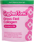 Crushed Tonic Korean Beauty Collagen Powder | Hydrolyzed Bovine Collagen Peptides for Skin Glow Hair &amp Nails | K-Beauty Drink | Gluten-Free Halal &amp Kosher (Strawberry 30 Servings (150 g) P