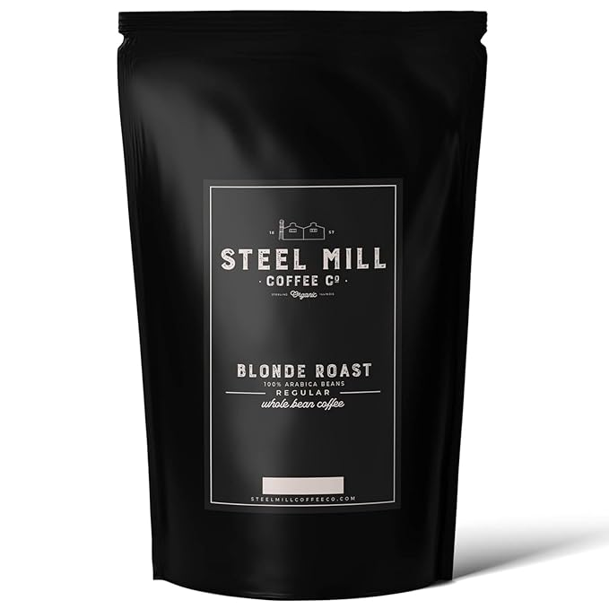Steel Mill Coffee Co. | Blonde Roast Single-Origin Gourmet Coffee | 2 LB Bag | Whole Bean Light Roast | Blonde Roast Coffee | 100% Arabica Beans | Freshly Roasted
