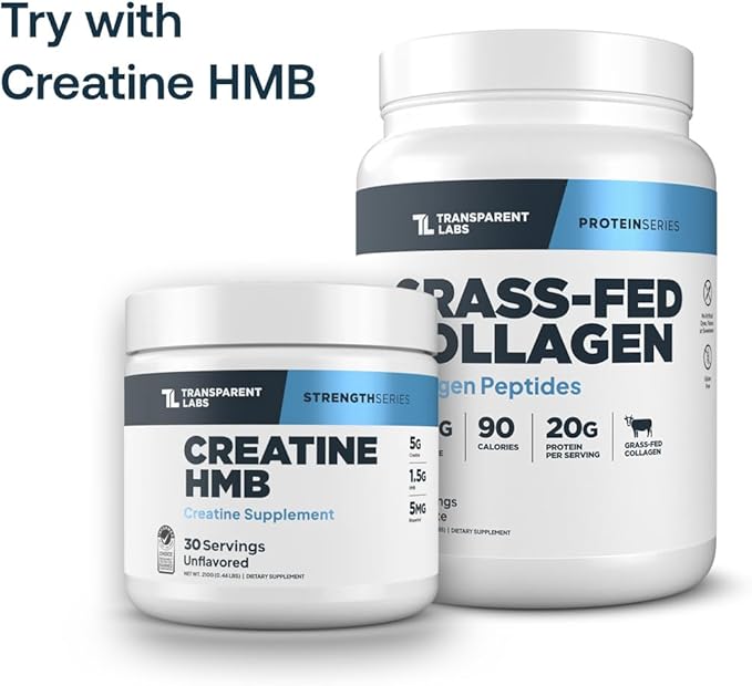 Transparent Labs Grass-Fed Collagen Peptides Powder - Collagen Powder for Women &amp Men 22G Bovine Hydrolyzed Collagen Peptides Powder for Skin Hair Bones &amp Muscle Recovery - Chocolate 30 Se