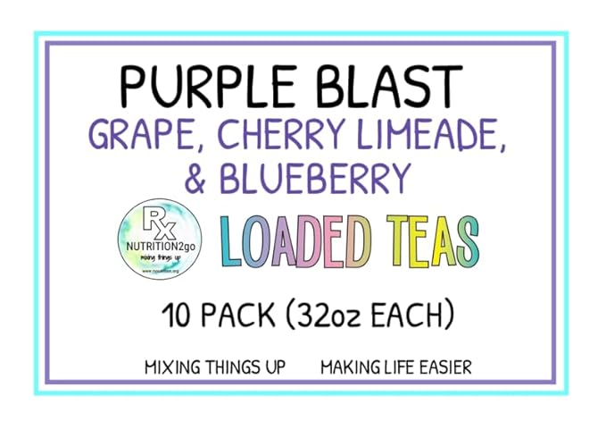 RxNutrition 2go Loaded Energy Tea (10 pack bulk Purple Blast)