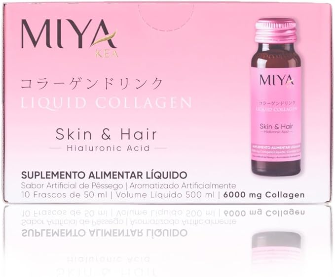 Skin &amp Hair Hydrolyzed Liquid Collagen – 6000 mg Collagen Peptides per Serving – with Vitamins and Minerals – Peach Flavor (10 Shots)