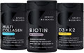 Sports Research® Supplements for Women Pack - Biotin 10000mcg + Multi Collagen Pills Collagen Peptides (Type I II III V X) Enhanced with Hyaluronic Acid &amp Vitamin C + Vitamin D3 + K2 5000iu