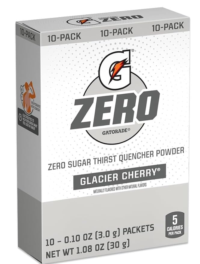 G Zero Thirst Quencher Powder Packets 0.10 oz Individual Packets (40 Count) (Glacier Cherry)