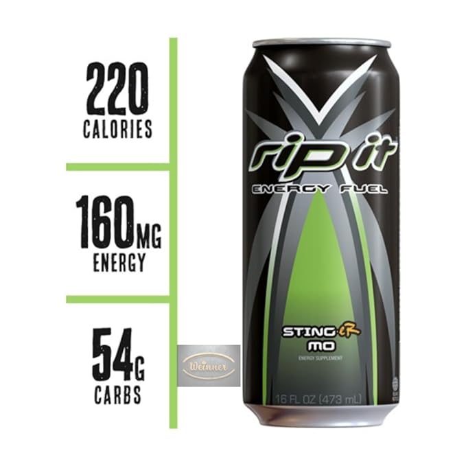 Weinner Rip It Energy Drink Stinger 16 Fl Oz (Pack of 6)