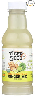 Ginger Aid - Tiger Seed - Plant Based Immunity and Recovery Support - 16 FL OZ Bottles (Pack of 9) Ginger Lime Juice and Agave -Organic Vegan Kosher