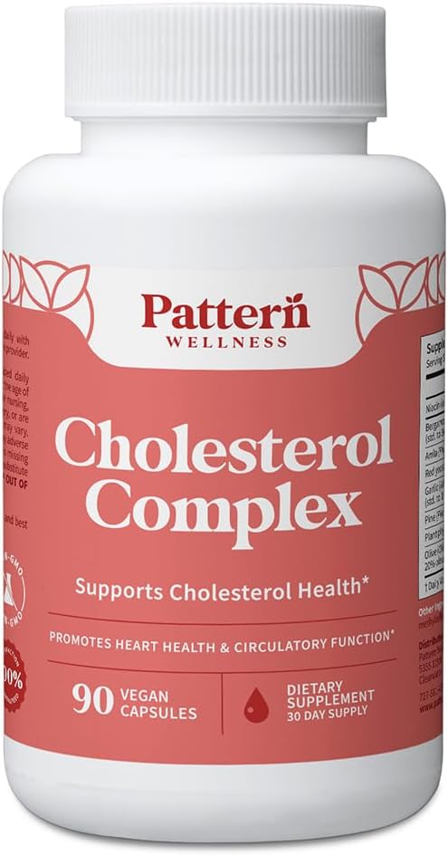 Pattern Wellness Cholesterol Complex Supplement – Supports Overall Well-Being – 3rd Party Lab Tested – 90 Vegan Capsules