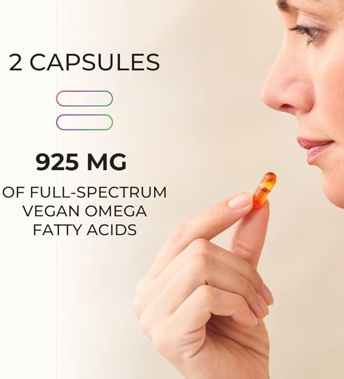 Juice Plus+ Omega Blend - Vegan Fish-Less No Aftertaste - Omega 3 5 6 7 &amp 9 Fatty Acids from Algae &amp Seeds - DHA ALA &amp EPA for Brain &amp Vision - 1 Bottle (60 Servings)