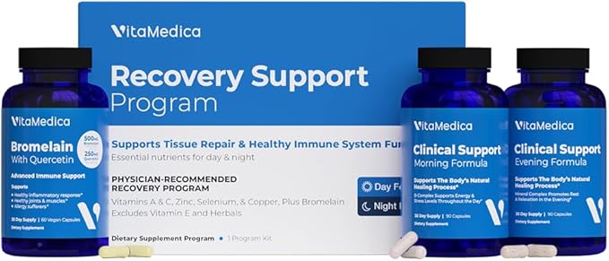 Clinical-Grade Post Surgery Recovery Support Supplement Program Comprehensive Physician-Designed Formulation to Support Healing with Vitamins Minerals Antioxidants Bromelain and Quercetin