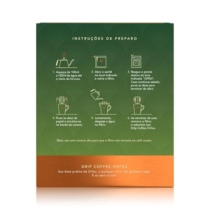 ORFEU - Specialty Coffee Classic - Drip Sachet - Arabica Medium Roast with Notes of Floral Fruity &amp Caramel - Velvety Smooth Body - 10 Units (3.52oz/100g)