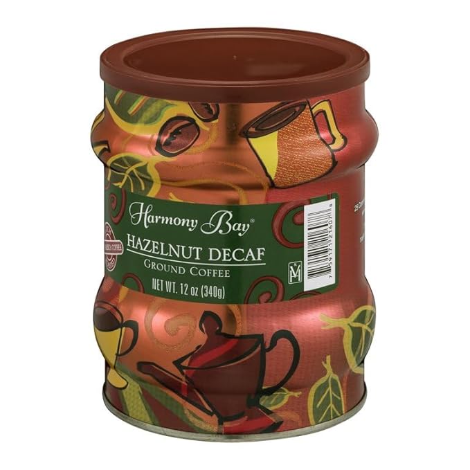 Harmony Bay Hazelnut Decaf Ground Coffee Net Wt. 12 Oz (Pack of 4)