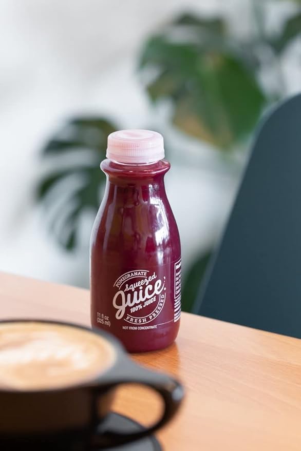 Squeezed Juice 100% Pomegranate Juice 11 FL OZ (2) 6 Pack Bottles 12 Bottles Total | HPP Pasteurized | Not from Concentrate | Fresh Pressed | California Fruit Juice | Kosher