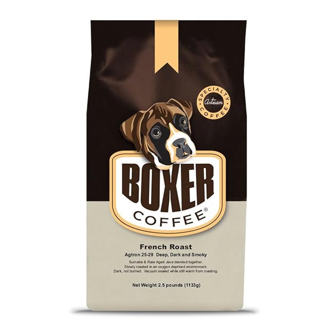 Boxer Coffee Dark Roast Whole Bean – French Roast 2.5 LB Bag – Specialty Grade Gourmet Artisan Coffee