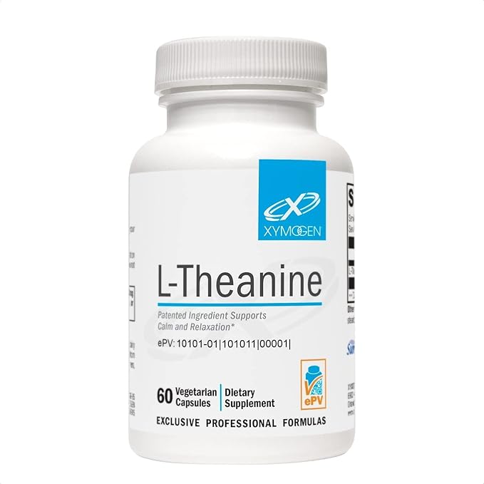 XYMOGEN L-Theanine - Patented Suntheanine L theanine 400mg Per Serving - Amino Acid Supplement to Support Calm + Relaxation Without Drowsiness Liver Health (60 Capsules)