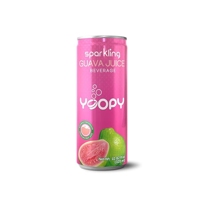 Yoopy Sparkling Guava Juice – 12-Pack (10.82 fl oz Cans) – Naturally Sweet No Added Sugar – Fruity Refreshing &amp Carbonated – Made with 55% Real Guava Juice