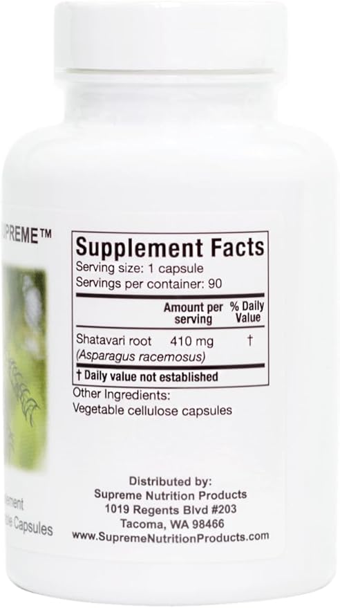 Supreme Nutrition Shatavari Supreme 90 Pure Shatavari Root Vegetarian Capsules (Pack of 2)