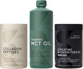 Sports Research® Supplements Pack - Organic MCT Oil C8 C10 32 oz + Hydrolyzed Type 1 &amp 3 Collagen Powder Protein 16 oz + Creatine Monohydrate 17.46 oz