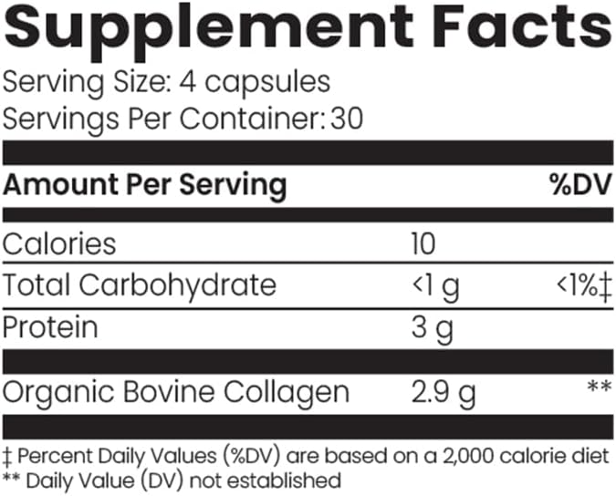 Organic Collagen Australia Pure Hydrolyzed Collagen Capsules – Bioavailable for Skin Elasticity Hair Health and Joint Support – Grass-Fed Pasture-Raised Paleo &amp Keto Friendly (120 Caps)
