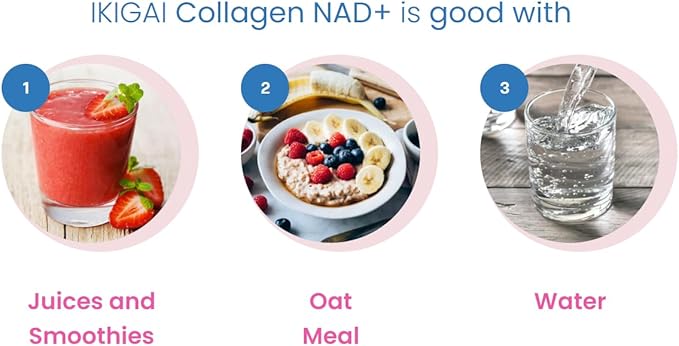 Ikigai Collagen with NAD+ (30 Servings) - Non-GMO Gluten-Free Paleo Kosher - No Flavor Includes Free Drink Mixer