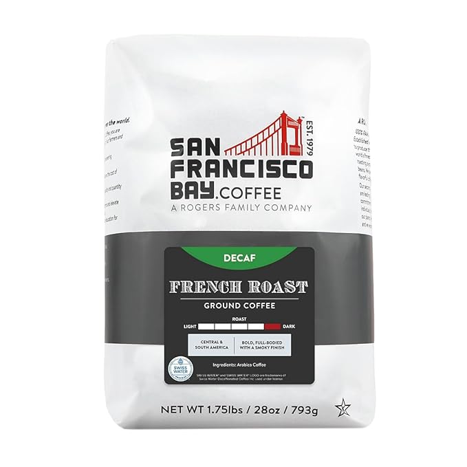 San Francisco Bay Coffee - Decaf Dark Roast - Decaf French Roast (28 oz bag) - Ground Coffee Swiss Water Processed