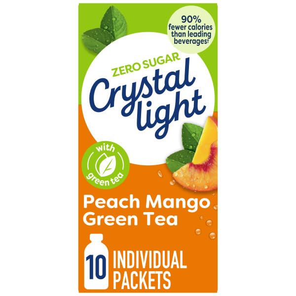 Crystal Light On-The-Go Variety Pack – Peach Mango Green Tea &amp Pink Lemonade Sugar-Free Powdered Drink Mix 10 CT Each (2 ea.Variety Pack)