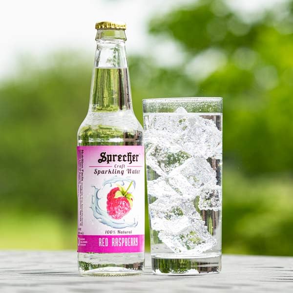 Sprecher Red Raspberry Sparkling Water Zero Sugar and Zero Calories 100% Natural Flavor Crisp Refreshing Craft Sparkling Water in 12 fl oz Glass Bottles 12 Pack