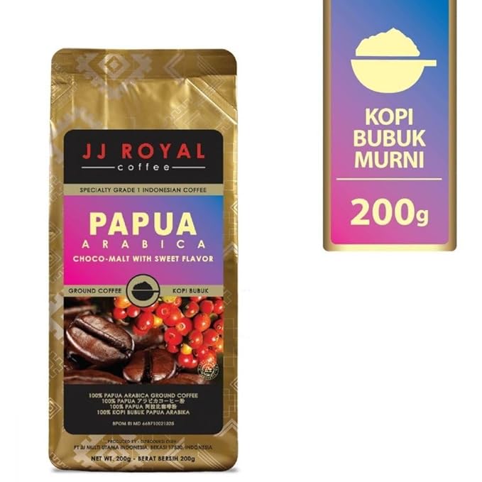 JJ Royal Coffee Papua Arabica 200g Ground Coffee (Pack of 1)