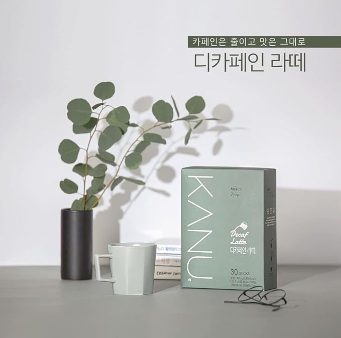 Maxim KANU Decaf Latte 30 Sticks - Korean Instant Sweet Coffee (405g x 30)