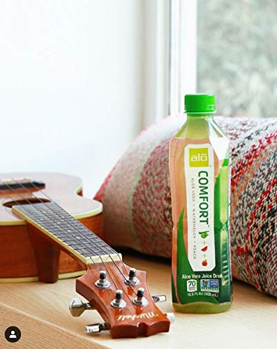 ALO Aloe Vera Juice Drink | COMFORT - Watermelon + Peach | 16.9 fl oz Pack of 12 |Plant-Based Drink with Real Aloe Pulp