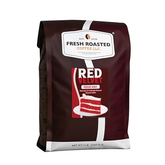 Fresh Roasted Coffee Red Velvet Flavored Coffee 5 lb Medium Roast Kosher Ground