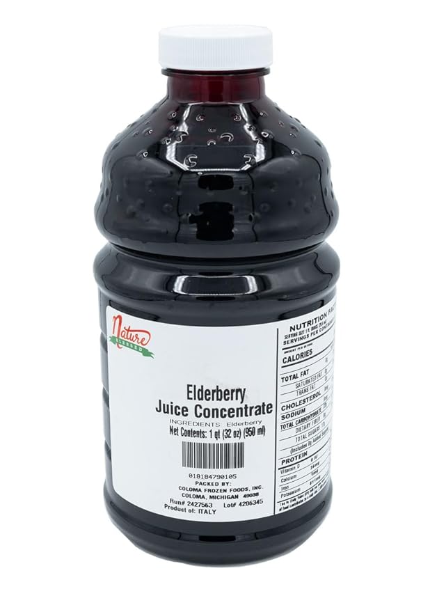 Nature Blessed 100% Pure Elderberry Fruit Juice Concentrate - 1 Quart (1/32 fl oz bottle) Excellent for Home Brewing Vintners Smoothies