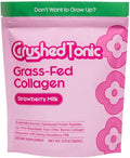 Crushed Tonic Marine Collagen Powder Korean Beauty Drink with Hydrolyzed Collagen Peptides for Skin Hair &amp Nails | Gluten-Free Halal &amp Kosher (Strawberry Milk 30 Servings (150 g) Pouch)