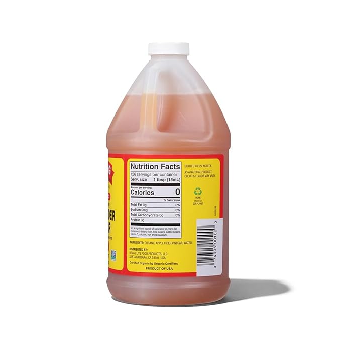 Bragg Organic Apple Cider Vinegar 64oz with the Mother + Bragg Liquid Aminos All-Purpose Seasoning 128oz