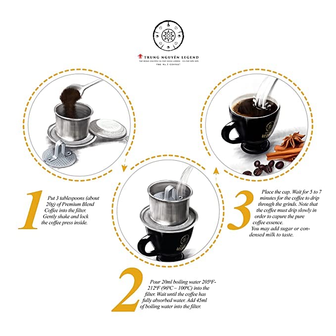 Trung Nguyen — Premium Blend — Roasted Ground Coffee Blend — Strong and Bold — Arabica &amp Robusta — Chocolate Flavor — Vietnamese Coffee 15 oz Can (Pack of 2)