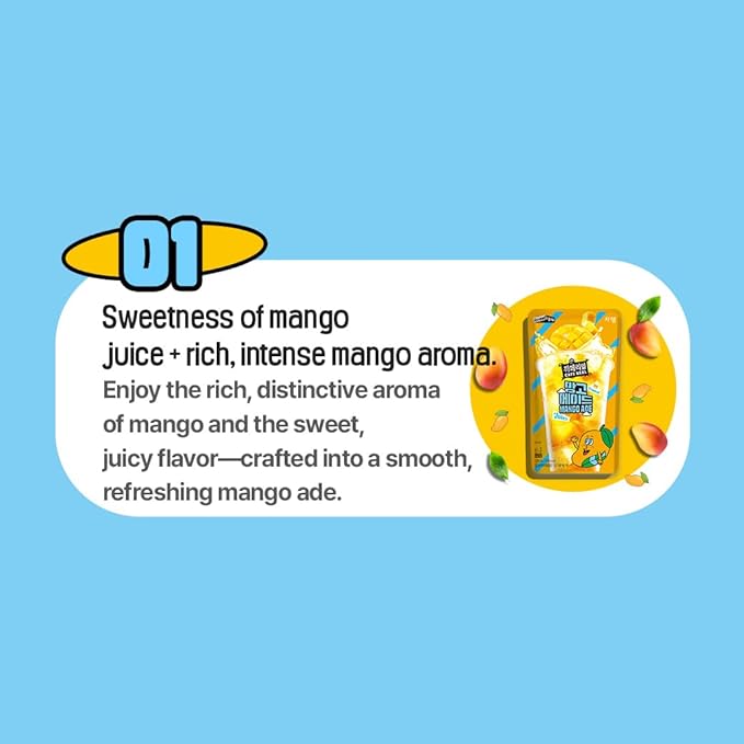 ROASTIQUE Official Cafe Real Mango - Flavored Juice Drink Pouch Tropical Juicy Ade Korean Convenience Store Drinks 7.77 fl oz (Pack of 10)