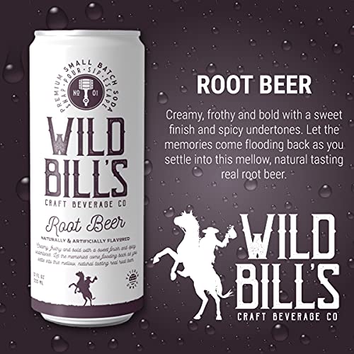 Wild Bill's Craft Soda Soft Drinks Cream Variety Pack Vanilla &amp Orange Cream Strawberry Root Beer Pure Cane Sugar Caffeine Free NO High Fructose Corn Syrup Gluten Free 12 Pack