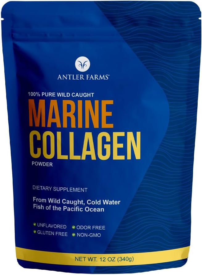 Antler Farms - 100% Pure Clean Marine Collagen Powder from Wild Caught Pacific Snapper 12 oz – Soluble in Hot or Cold Liquids Highly Bioavailable Rapid Absorption No Taste or Smell
