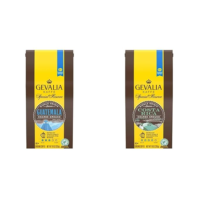 Gevalia Special Reserve Guatemala and Costa Rica Single Origin Medium Roast Ground Coffee Bundle (2 x 10 oz Bags)